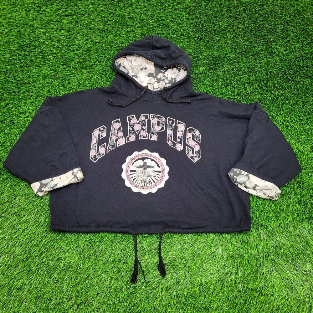 Vintage Campus University Cropped Hoodie Womens XL 24x18 USA